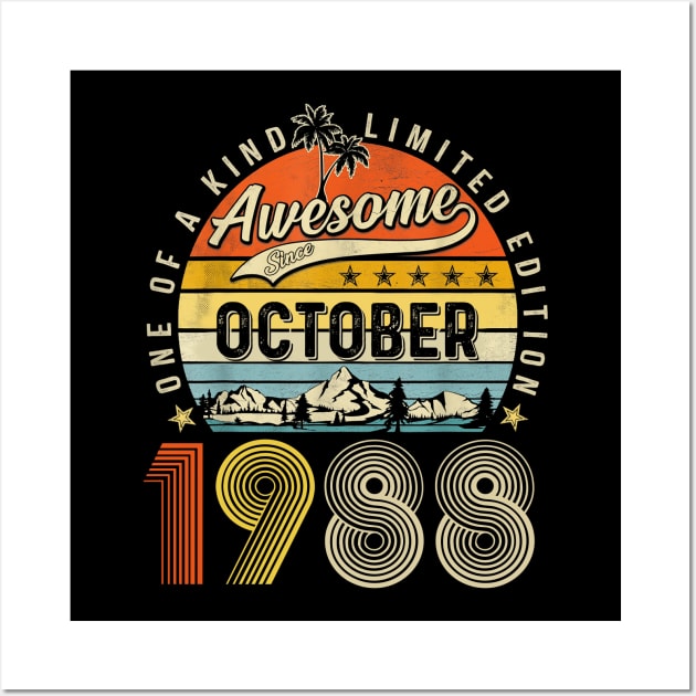 Awesome Since October 1988 Vintage 35th Birthday Wall Art by Red and Black Floral